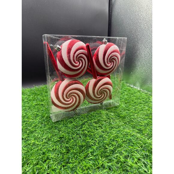 Set of 4 Candy Cane Holiday Deluxe Christmas Shatterproof Ornaments - Picture 3 of 8